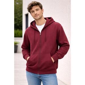 Pure Champ Burgundy Zip Hoodie Medium Unisex Fleece Sweatshirt - NWOT